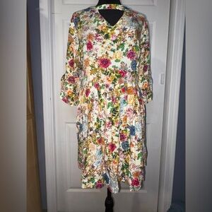 Umgee Vibrant Floral Long Sleeve Dress